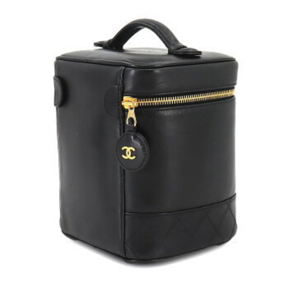 CHANEL Bicolore Vanity Handbag Leather Black - Picture 4 of 9